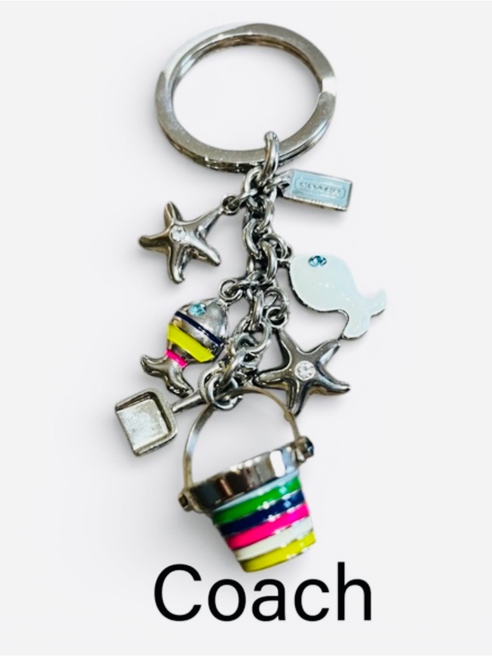 COACH Legacy “Day At The Beach” Bag Charm Keychain Fob #92097 - Like New - Picture 3 of 10